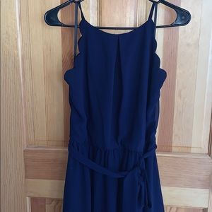 Navy Blue Knee-Length Dress